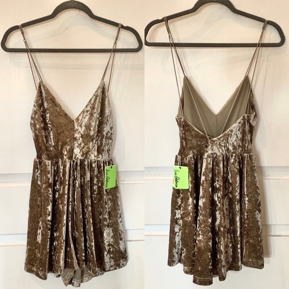 Sam Edelman Pants - NWT Sam Edelman Crushed Velvet Gold Romper